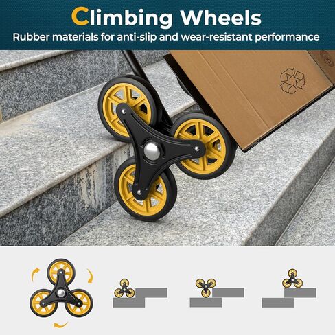 S AFSTAR Stair Climbing Cart, Heavy-Duty 350 lbs Capacity Stair Dolly for Stairs, Folding Trolley Cart with Telescoping Handle & Rubber Wheels, Portable Stair Climber Cart for Groceries Warehouse in Kuwait