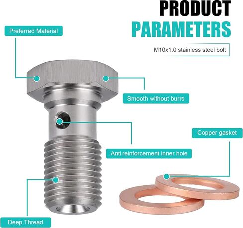 متري الفولاذ المقاوم للصدأ مسمار بانجو واحد، M10 × 1.0 محول تركيب الفرامل عرافة السيارة متري، المضادة للانزلاق ومضادة للكسر خط الفرامل توربو البانجو المناسب مع غسالة، يناسب معظم السيارات والدراجات النارية in Kuwait