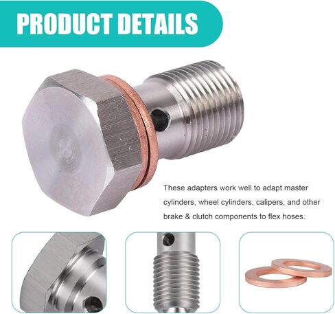 متري الفولاذ المقاوم للصدأ مسمار بانجو واحد، M10 × 1.0 محول تركيب الفرامل عرافة السيارة متري، المضادة للانزلاق ومضادة للكسر خط الفرامل توربو البانجو المناسب مع غسالة، يناسب معظم السيارات والدراجات النارية in Kuwait