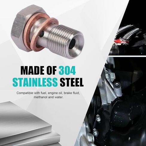 متري الفولاذ المقاوم للصدأ مسمار بانجو واحد، M10 × 1.0 محول تركيب الفرامل عرافة السيارة متري، المضادة للانزلاق ومضادة للكسر خط الفرامل توربو البانجو المناسب مع غسالة، يناسب معظم السيارات والدراجات النارية in Kuwait