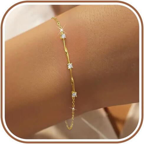 Lovecom Mobius Infinity Birthstone Charm Bracelet Link for Women 925 Sterling Silver CZ Twisted Bracelet Gold Friread in Kuwait