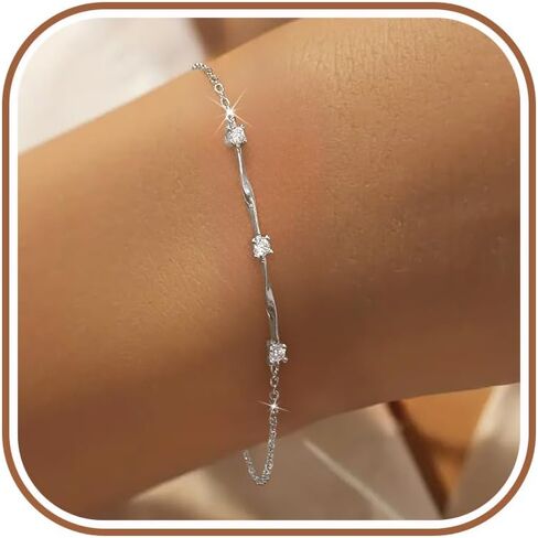 Lovecom Mobius Infinity Birthstone Charm Bracelet Link for Women 925 Sterling Silver CZ Twisted Bracelet Gold Friread in Saudi Arabia