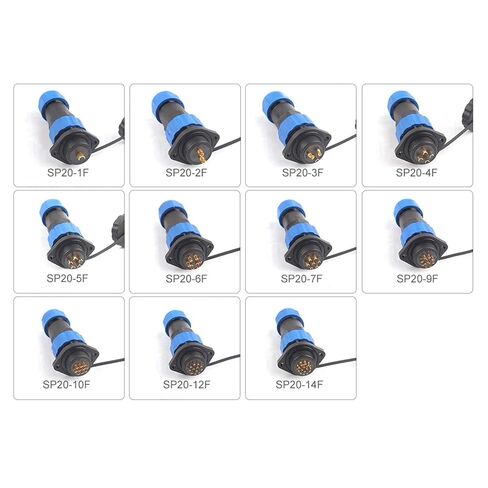 Flange Type Socket IP68 Waterproof Welding 1/2/3/4/5/6/7/9/10/12/14 Pin Connection Wire Cable Equipment(SP20-12F) in Saudi Arabia