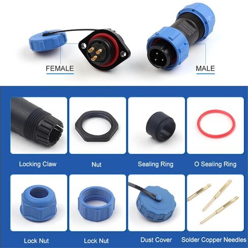Flange Type Socket IP68 Waterproof Welding 1/2/3/4/5/6/7/9/10/12/14 Pin Connection Wire Cable Equipment(SP20-12F) in Saudi Arabia