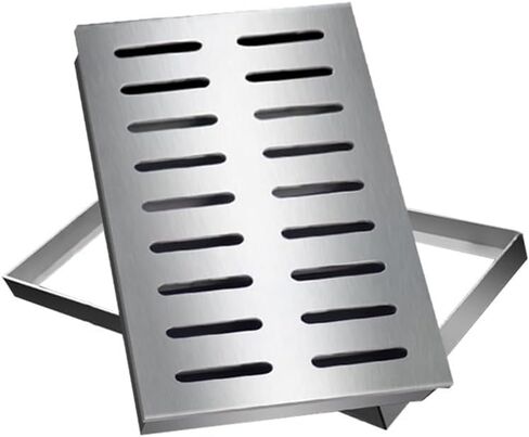 Heavy-Duty Stainless Steel Drain Grate & Frame - 30x30x3cm Outdoor Sewer Cover, Rust-Resistant Metal Rectangle Drainage Grate for Yard, Garage & Concrete Well in Kuwait
