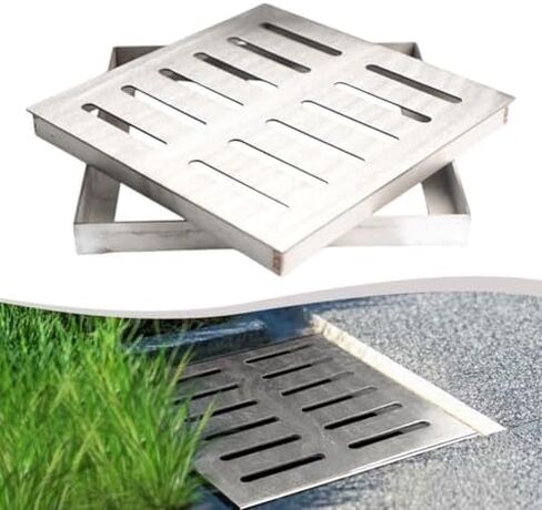 Durable Stainless Steel Drain Grate | Square Sewer Grid for Rainwater Well Cover | Corrosion-Resistant & Heavy-Duty Drainage Solution in Kuwait