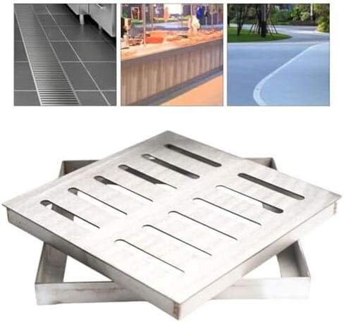 Durable Stainless Steel Drain Grate | Square Sewer Grid for Rainwater Well Cover | Corrosion-Resistant & Heavy-Duty Drainage Solution in Kuwait