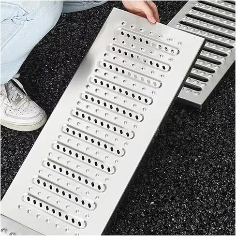 Stainless Steel Trench Drain Grate with Non-Slip Dots, 58x15x2.5CM, Durable Cover for Garage, Driveway, Yard, Garden, Patio, Kitchen Floor Drainage Solutions in Kuwait