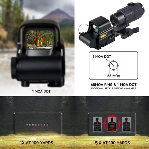 558 G45 نطاق رؤية معدني ثلاثي الأبعاد باللون الأحمر/الأخضر، مجموعة مكبرة 5X، تركيب خاص سريع التركيب قابل للفصل، لسكك حديدية 20 مم (أسود) in Kuwait