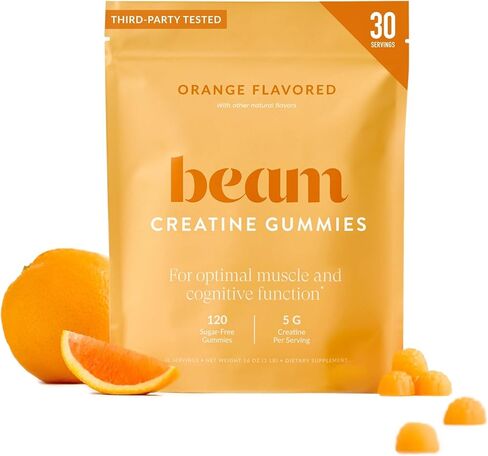 Beam Creatine Gummies – Creatine Monohydrate Gummies with 5g Creatine, Sugar Free, Muscle Strength & Workout Recovery Support, Creatine Gummies for Women and Men, Orange Flavor, Vegan, 30 Servings in Kuwait