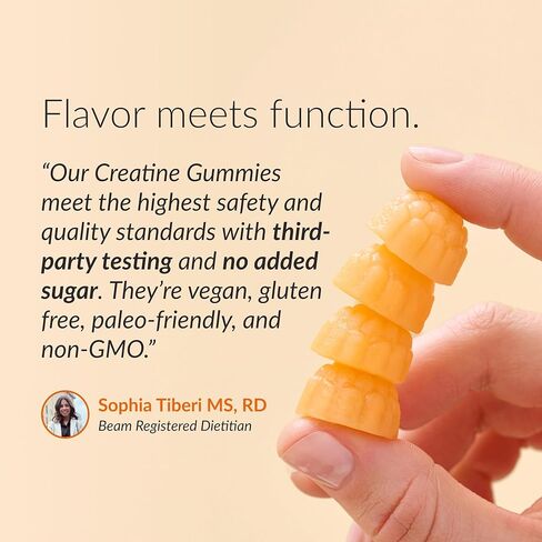 Beam Creatine Gummies – Creatine Monohydrate Gummies with 5g Creatine, Sugar Free, Muscle Strength & Workout Recovery Support, Creatine Gummies for Women and Men, Orange Flavor, Vegan, 30 Servings in Kuwait