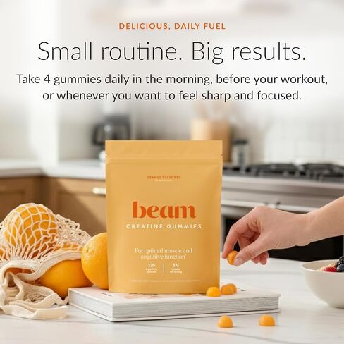 Beam Creatine Gummies – Creatine Monohydrate Gummies with 5g Creatine, Sugar Free, Muscle Strength & Workout Recovery Support, Creatine Gummies for Women and Men, Orange Flavor, Vegan, 30 Servings in Kuwait