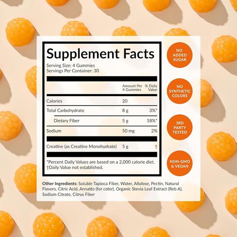 Beam Creatine Gummies – Creatine Monohydrate Gummies with 5g Creatine, Sugar Free, Muscle Strength & Workout Recovery Support, Creatine Gummies for Women and Men, Orange Flavor, Vegan, 30 Servings in Kuwait