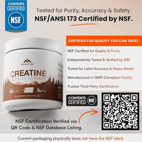 Creapure Creatine Monohydrate Powder, 60 Servings, Unflavored, NSF Certified Creatine for Muscle Growth, Strength & Recovery, Pure German Creatine Monohydrate for Women & Men in Saudi Arabia