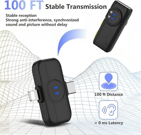 ميكروفون MAYBESTA اللاسلكي Lavalier لهاتف iPhone Android - ميكروفون بلوتوث على شكل طية صدر السترة لتسجيل الفيديو مع علبة الشحن - مشبك صغير على الميكروفونات لمقابلة Podcast Vlogging TikTok in Kuwait