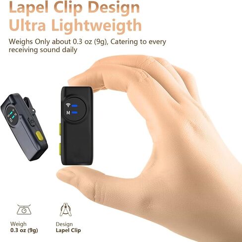 ميكروفون MAYBESTA اللاسلكي Lavalier لهاتف iPhone Android - ميكروفون بلوتوث على شكل طية صدر السترة لتسجيل الفيديو مع علبة الشحن - مشبك صغير على الميكروفونات لمقابلة Podcast Vlogging TikTok in Kuwait