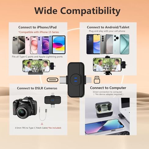 ميكروفون MAYBESTA اللاسلكي Lavalier لهاتف iPhone Android - ميكروفون بلوتوث على شكل طية صدر السترة لتسجيل الفيديو مع علبة الشحن - مشبك صغير على الميكروفونات لمقابلة Podcast Vlogging TikTok in Kuwait