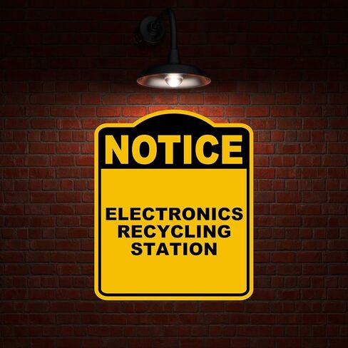 ELECTRONICS RECYCLING STATION Notice Yellow Black Aluminum Composite Sign 15 x 18 inches in Saudi Arabia