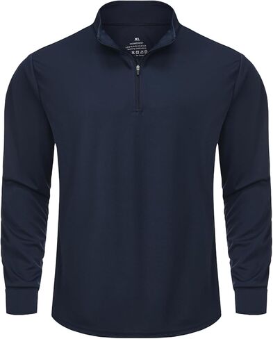 Mens Quarter Zip Long Sleeve Quick Dry T-Shirts Mock Neck Active Workout Pullover Tops in Kuwait