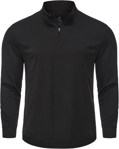 Mens Quarter Zip Long Sleeve Quick Dry T-Shirts Mock Neck Active Workout Pullover Tops in Saudi Arabia