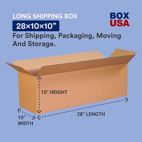 BOX USA Shipping Boxes Medium 28'L x 10'W x 10'H, 25-Pack | Corrugated Cardboard Box for Packing, Moving and Storage 28x10x10 in Saudi Arabia