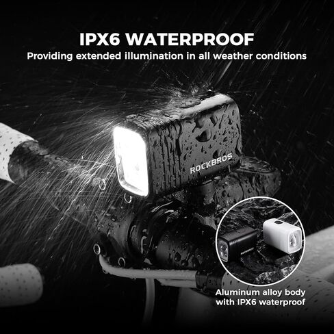 ROCKBROS 1000Lumens Bike Light 2800mAH USB C Rechargeable Bike Headlight IPX6 Waterproof Bicycle Front Lightweight Smart Light for Safe Night Riding in Saudi Arabia