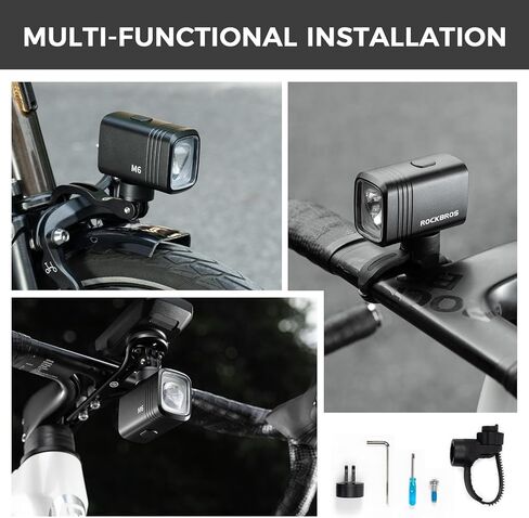 ROCKBROS 1000Lumens Bike Light 2800mAH USB C Rechargeable Bike Headlight IPX6 Waterproof Bicycle Front Lightweight Smart Light for Safe Night Riding in Saudi Arabia