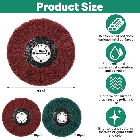 20 قطعة 180/320 حبيبة من ألياف النايلون عجلة تلميع معدنية، أقراص تلميع كاشطة لطحن الزوايا 4 بوصة، إزالة الأزيز وإزالة الصدأ من اللحامات على الأسطح المعقدة in Saudi Arabia