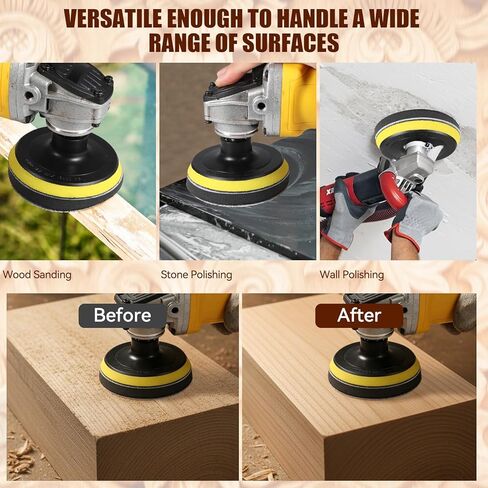 أقراص صنفرة زاوية مقاس 5 بوصات، طقم ورق صنفرة 114 قطعة، وسادة دعم بحلقة وخطاف 40-1000 مع 5/8-11 خيط لتلميع المعادن الخشبية in Kuwait