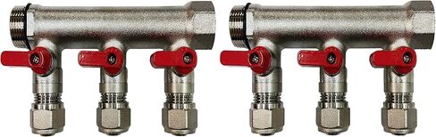 6 حلقات سباكة متعددة مع صندوق 3/4 بوصة وصمامات كروية 1/2 بوصة، مقبض أحمر in Kuwait