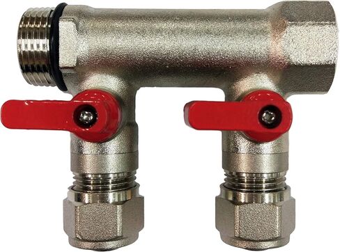 2 حلقة سباكة متعددة مع صندوق 3/4 بوصة وصمامات كروية 1/2 بوصة، مقبض أحمر in Kuwait