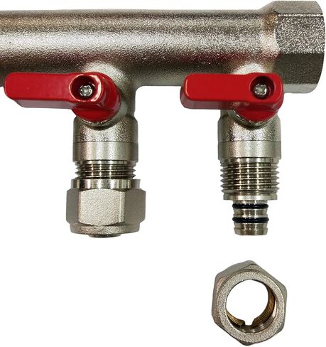 2 حلقة سباكة متعددة مع صندوق 3/4 بوصة وصمامات كروية 1/2 بوصة، مقبض أحمر in Kuwait