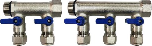 5 حلقات سباكة متعددة مع صندوق 1 بوصة وصمامات كروية 1/2 بوصة، مقبض أزرق in Kuwait