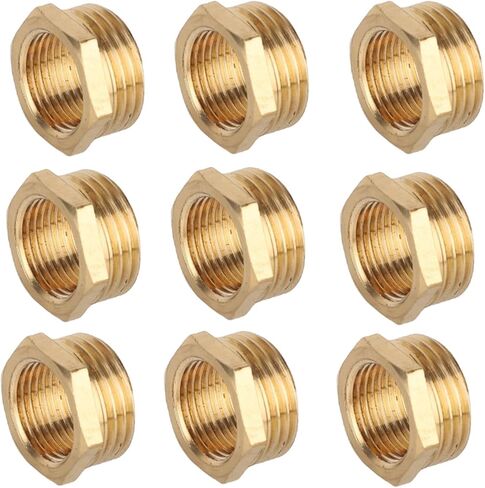 9pcs المخفضة النحاسية جلبة سدقية ، 1/4 "npt ذكور إلى 1/8" محول مخفض الأنابيب الملولبة من الإناث لتطبيقات الغاز الهيدروليكي السباكة in Kuwait
