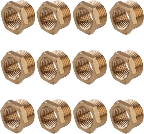 9pcs المخفضة النحاسية جلبة سدقية ، 1/4 "npt ذكور إلى 1/8" محول مخفض الأنابيب الملولبة من الإناث لتطبيقات الغاز الهيدروليكي السباكة in Kuwait