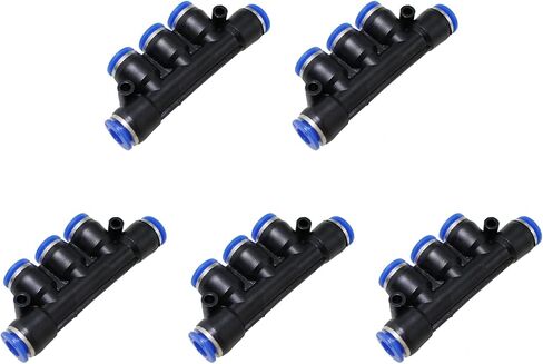 Maxmoral 5PCS Plastic Inline Manifold Fittings Push Into Connecting Pipe 6mm 1/4 Inch Tube Outer Diameter Five Way Connector in Saudi Arabia