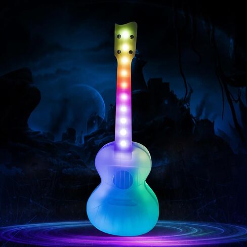 23" LED Concert Ukulele with Color Lights – Polymer Carbon Fiber Strings, Ultra-Lightweight (1.4 lbs), Perfect for Beginners, Professionals & Night Performances in Kuwait