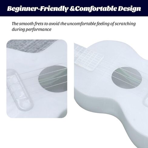 23" LED Concert Ukulele with Color Lights – Polymer Carbon Fiber Strings, Ultra-Lightweight (1.4 lbs), Perfect for Beginners, Professionals & Night Performances in Kuwait