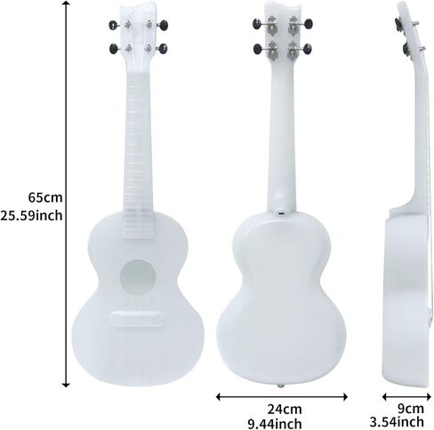 23" LED Concert Ukulele with Color Lights – Polymer Carbon Fiber Strings, Ultra-Lightweight (1.4 lbs), Perfect for Beginners, Professionals & Night Performances in Kuwait
