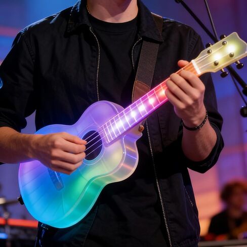 23" LED Concert Ukulele with Color Lights – Polymer Carbon Fiber Strings, Ultra-Lightweight (1.4 lbs), Perfect for Beginners, Professionals & Night Performances in Kuwait