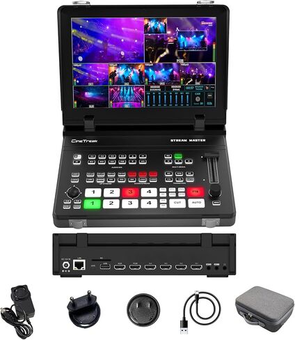 Stream Master 4 HDMI Video Switcher, 10'' Screen, PTZ Control, Dual RTMP Streaming, Recording & Playback Video Mixer（NDI updatable） in Kuwait