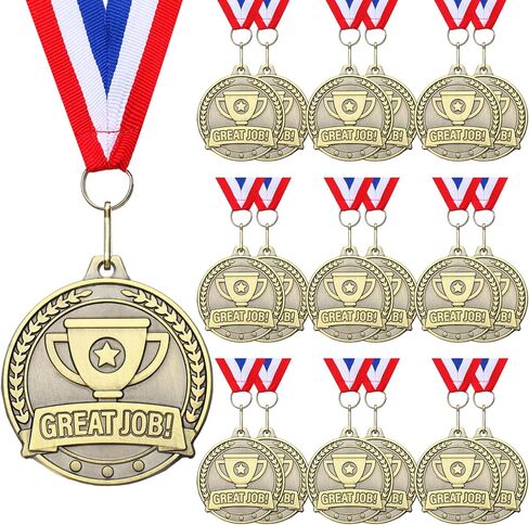 Kenning 20 Pcs 2'' Gold Medals for Awards Bulk Gold Winner Medals with Neck Ribbons Metal Trophy Award Prize Gift for School Graduation Participation Competitions Sports Tournaments in Saudi Arabia