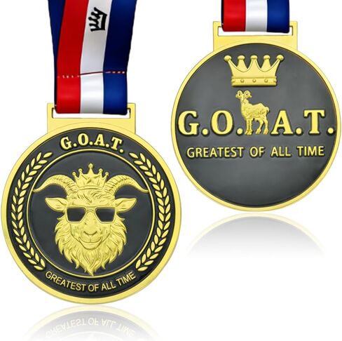 Donrime Goat Medals for Awards- 3 Inch Double-Sided 3D Carved Medal, Greatest of All Time Champion Trophy with Neck Ribbons Award for Sports, Academic, Corporate Achievements in Kuwait