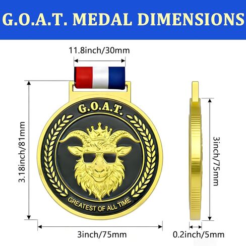 Donrime Goat Medals for Awards- 3 Inch Double-Sided 3D Carved Medal, Greatest of All Time Champion Trophy with Neck Ribbons Award for Sports, Academic, Corporate Achievements in Kuwait