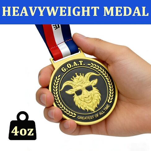 Donrime Goat Medals for Awards- 3 Inch Double-Sided 3D Carved Medal, Greatest of All Time Champion Trophy with Neck Ribbons Award for Sports, Academic, Corporate Achievements in Kuwait