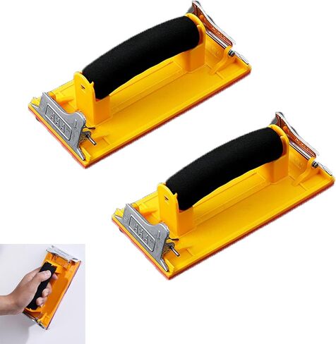 2 حزمة من حامل ورق الرمل مع مقبض إسفنجي وحامل ورق الصنفرة اليدوي كتلة الصنفرة لأوراق الصنفرة الجافة الرطبة مقاس 9 × 3.6 بوصة، تشكيلة متنوعة من أوراق الصنفرة in Kuwait