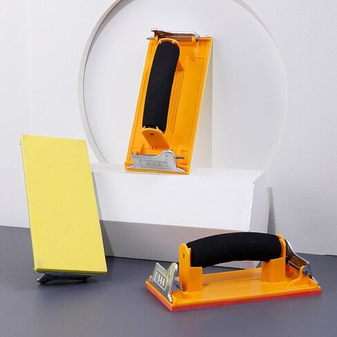 2 حزمة من حامل ورق الرمل مع مقبض إسفنجي وحامل ورق الصنفرة اليدوي كتلة الصنفرة لأوراق الصنفرة الجافة الرطبة مقاس 9 × 3.6 بوصة، تشكيلة متنوعة من أوراق الصنفرة in Kuwait