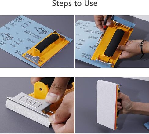 2 حزمة من حامل ورق الرمل مع مقبض إسفنجي وحامل ورق الصنفرة اليدوي كتلة الصنفرة لأوراق الصنفرة الجافة الرطبة مقاس 9 × 3.6 بوصة، تشكيلة متنوعة من أوراق الصنفرة in Kuwait