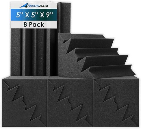 Arrowzoom New 12 Pack of 4.7 in X 4.7 in X 9.4 in Black Soundproofing Insulation Bass Trap Acoustic Wall Foam Padding Studio Foam Tiles AZ1133 (BLACK) in Kuwait