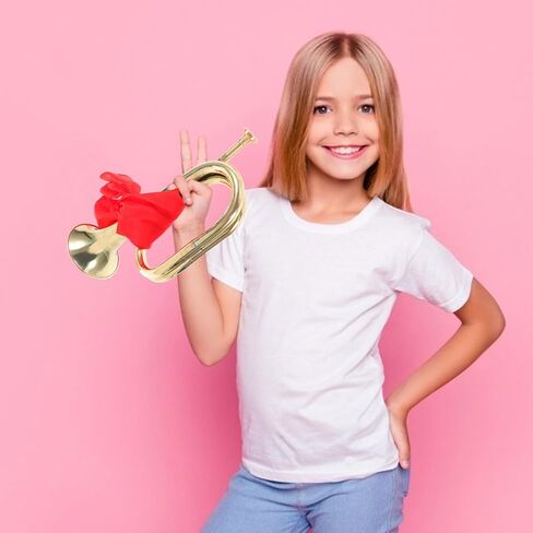 بوق بوق للمبتدئين، آلة نفخ نحاسية معدنية مع وشاح أحمر، آلة موسيقية للمراهقين مناسبة لفرقة المدرسة وعروض الأوركسترا in Kuwait